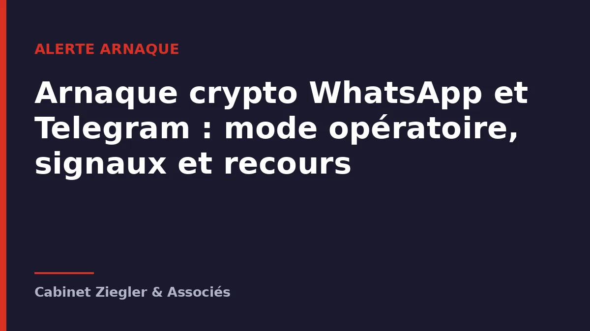 Arnaque crypto WhatsApp et Telegram