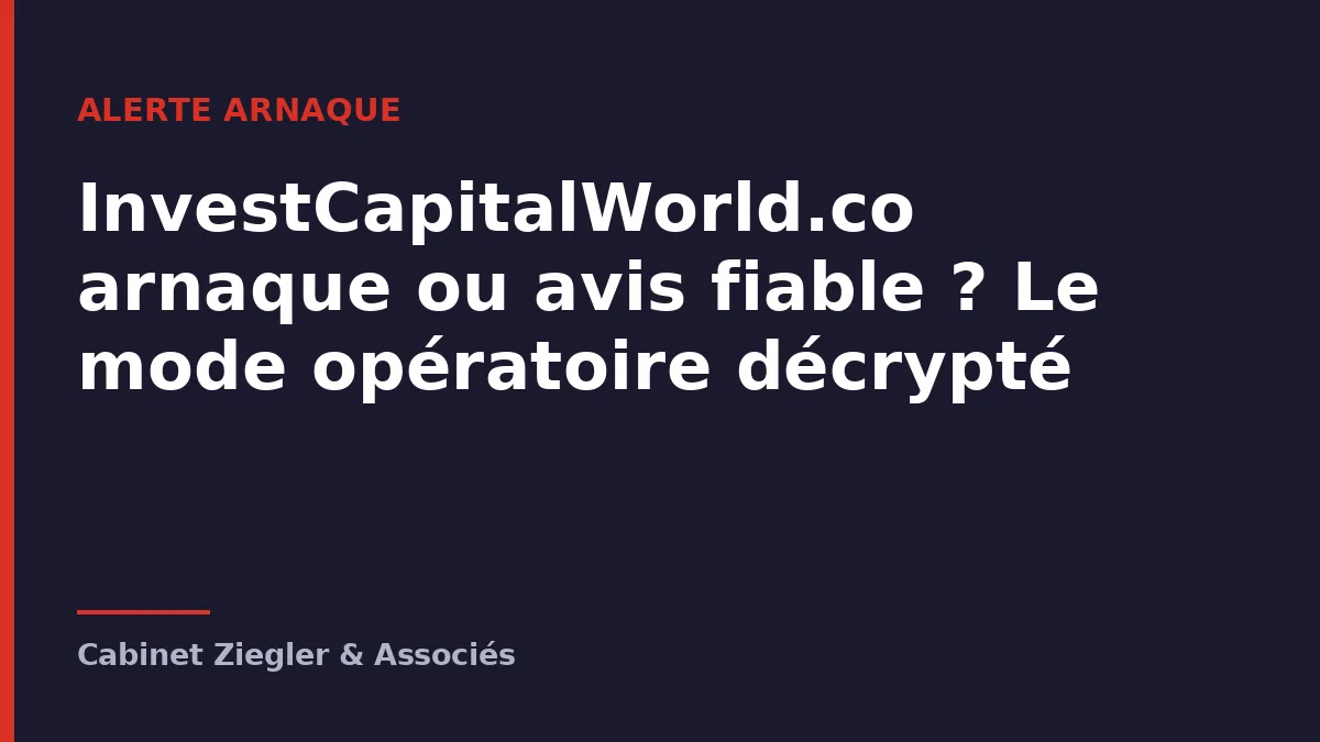 InvestCapitalWorld.co arnaque ou avis fiable ? Le mode opératoire décrypté